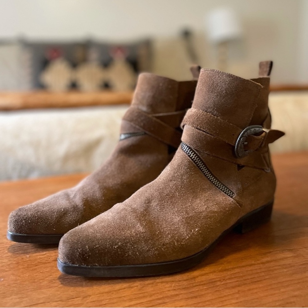 EUC All Saints Tejus Harness Ankle Boot - Sz 39 - Brown Suede